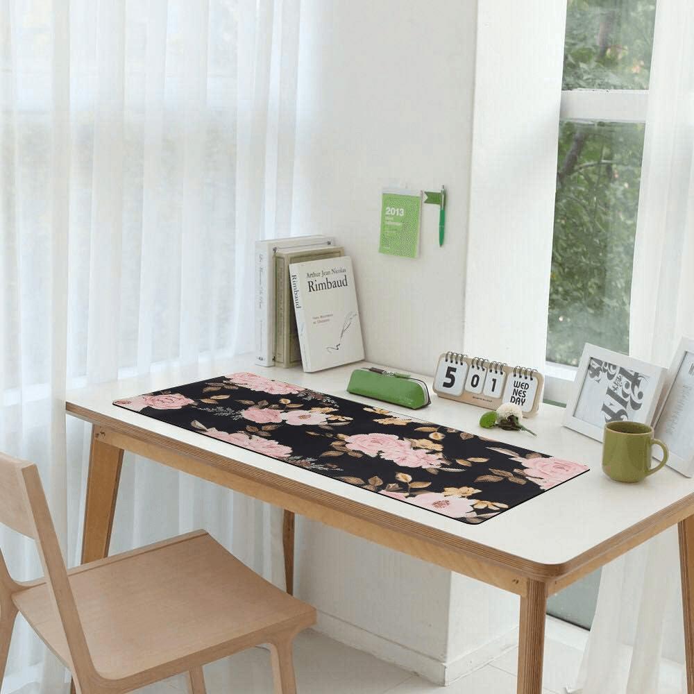 Peony Large Gaming Mouse Pad - Non-Slip Rubber Base, Waterproof, Stitched Edges for Work & Play