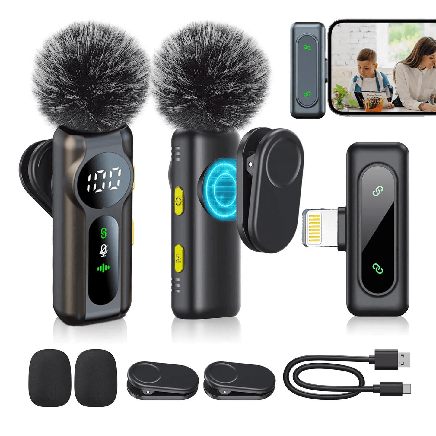 2-Pack Wireless Lavalier Microphones