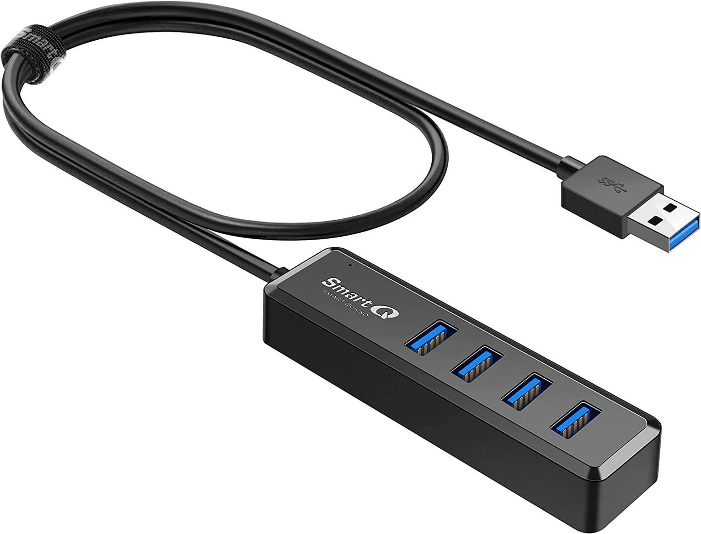 4-Port USB 3.0 Hub with 2Ft Cable | 5Gbps High-Speed Data Transfer