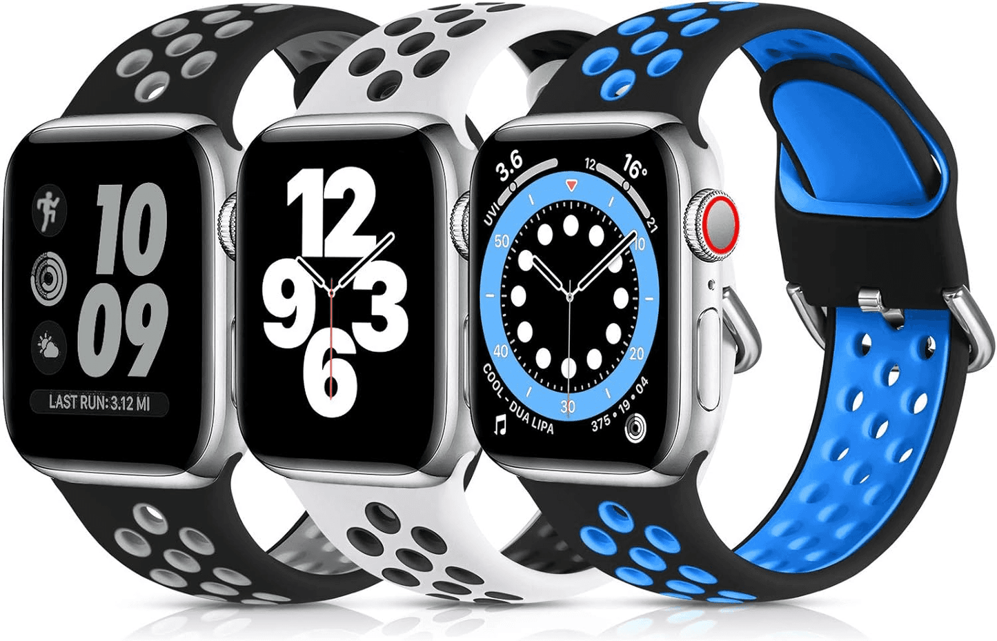3 Pack Soft Silicone Sport Bands for Apple Watch