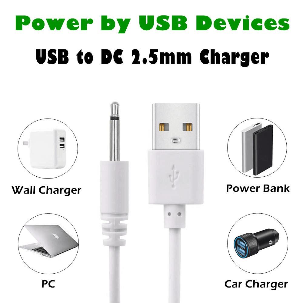 2 Pack 2.7Ft Fast Charging USB to 2.5Mm DC Replacement Cable - Ideal Charger Adapter (Not Barrel Jack)