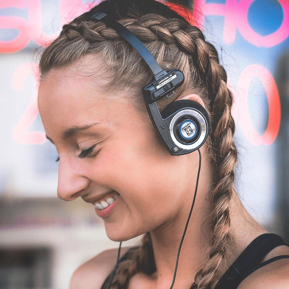 Porta Pro On-Ear Headphones - Classic Retro Design with Collapsible Feature and Included Carrying Case