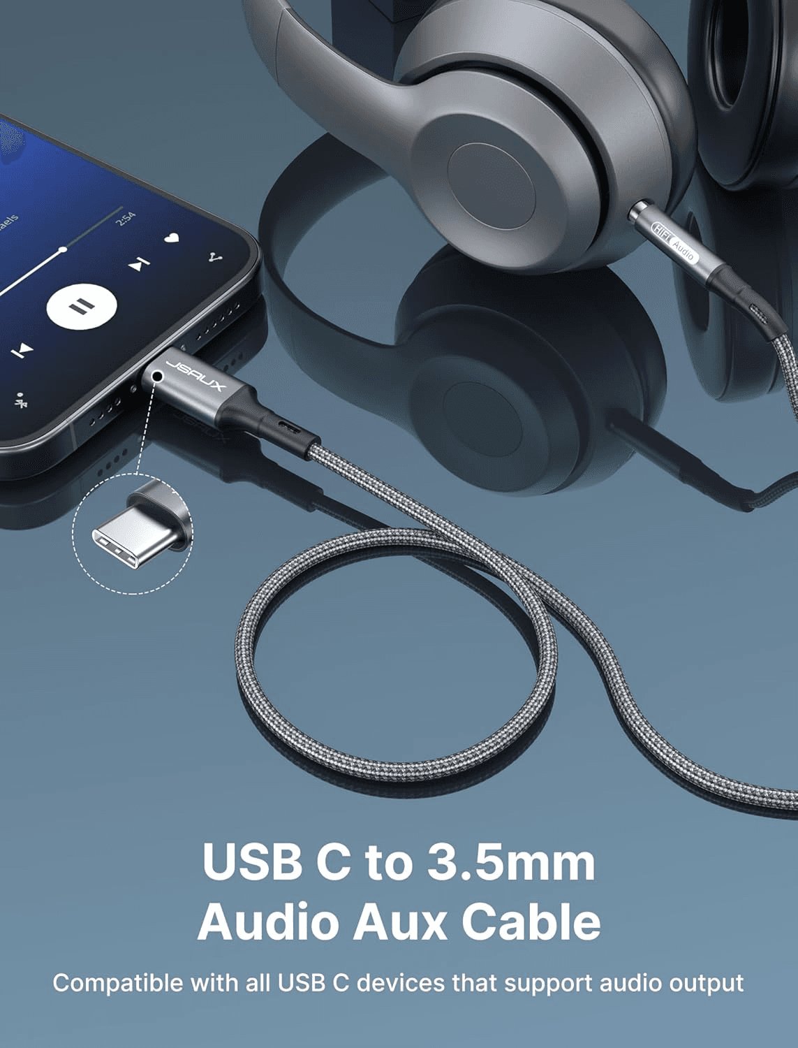 USB C to 3.5mm Audio Aux Cable - 3.3ft Stereo Headphone Cord Compatible with iPhone 17/16/15 Pro Max, Galaxy S24/S23/S22 Ultra, iPad Pro, Pixel 9/8