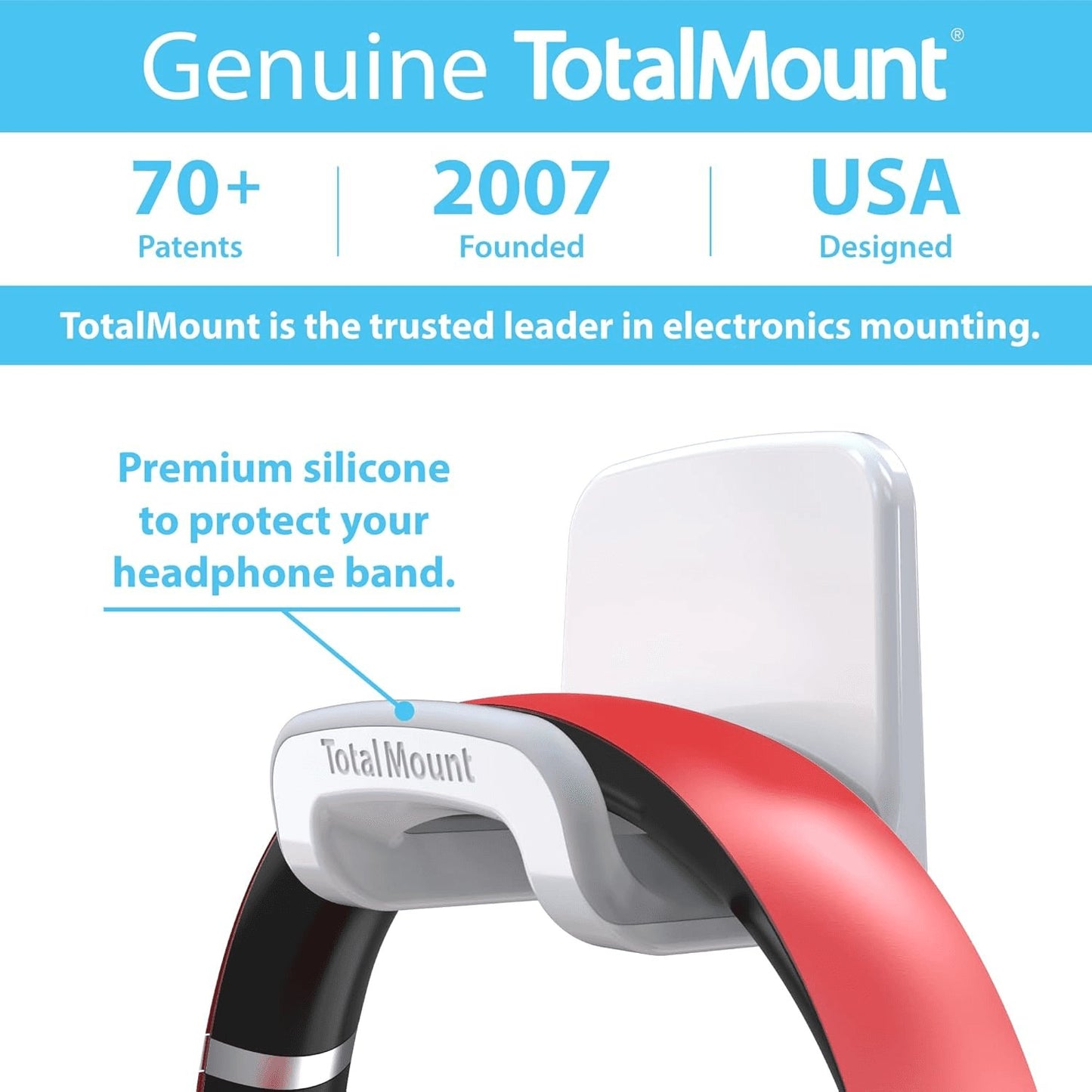 Studio-Grade Headphone Holder - Wall-Mounted Hanger Without Screws or Adhesive (White)