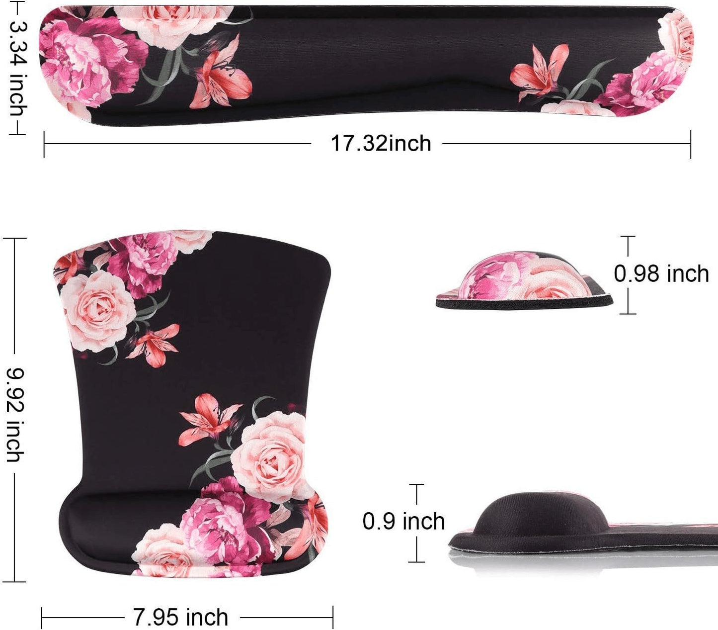 Ergonomic Peony Flower Keyboard & Mouse Wrist Rest Set - Memory Foam Support for Comfort & Pain Relief