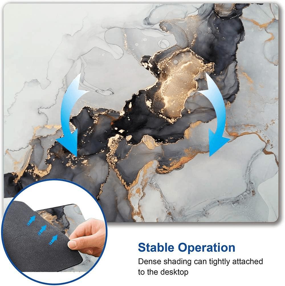 Elegant White Gold Marble Mouse Pad - Custom Non-Slip Rubber Base for Gaming & Office Use, 9.5" x 7.9" x 0.12