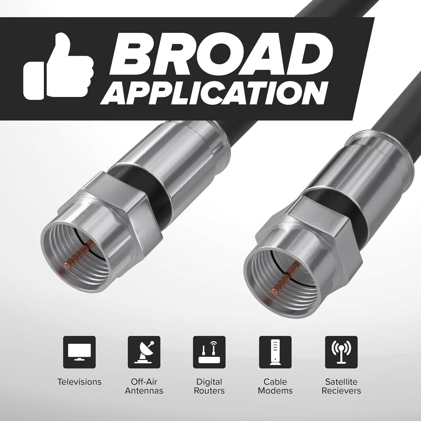 CIMPLE CO 20FT RG6 Coaxial Cable - Dual Shielded Indoor/Outdoor Coax Cable for TVs, Antennas, Internet & Audio/Video - Black
