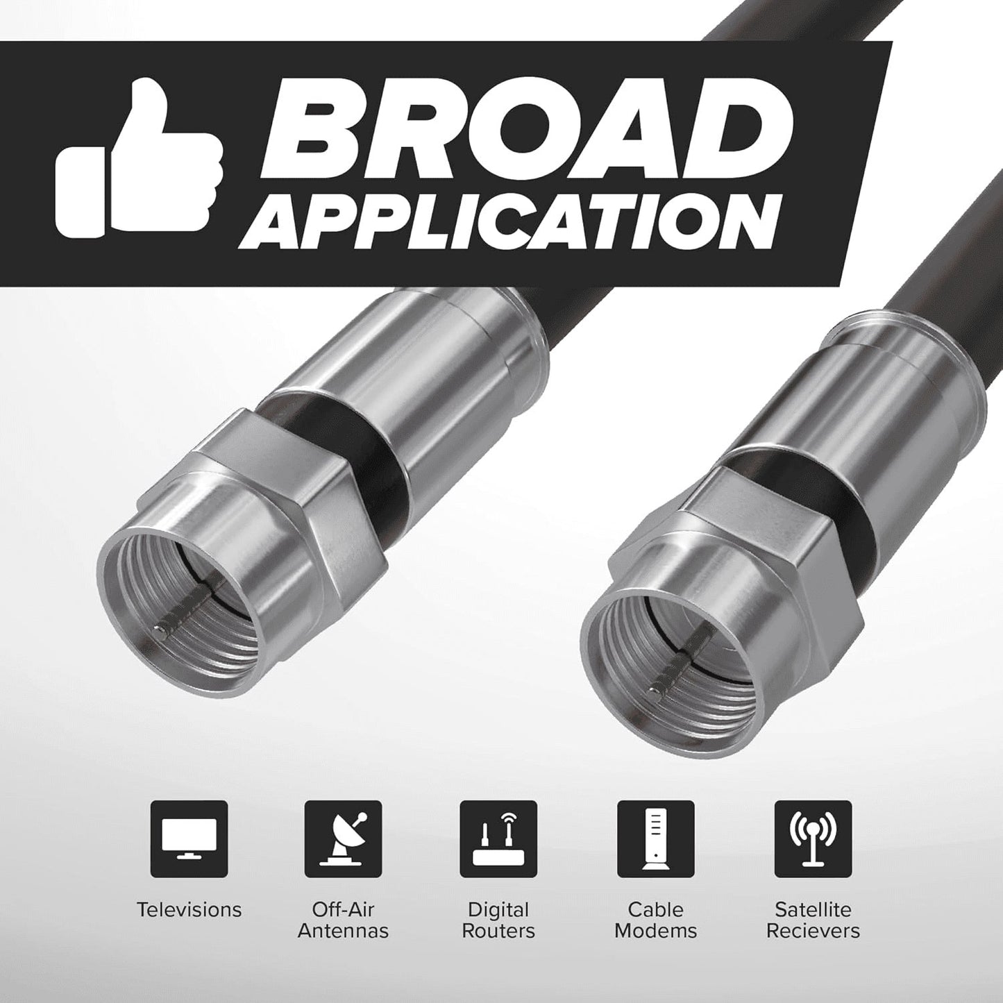 CIMPLE CO 20FT RG6 Coaxial Cable - Dual Shielded Indoor/Outdoor Coax Cable for TVs, Antennas, Internet & Audio/Video - Black