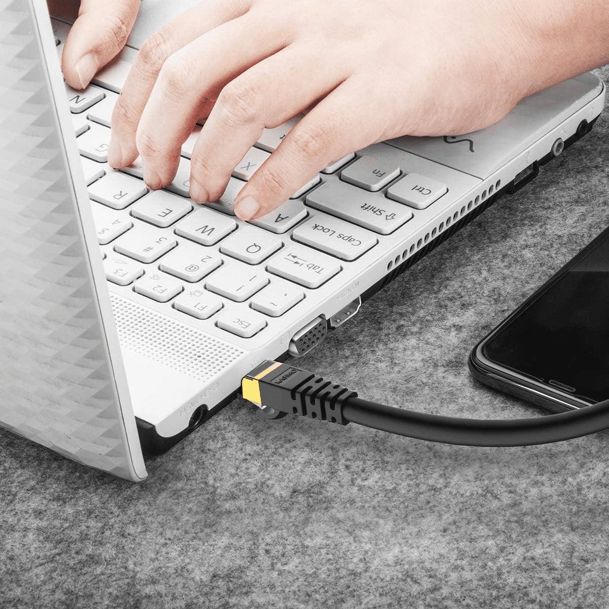5FT Cat 8 Ethernet Cable - High-Speed 40Gbps SFTP Shielded LAN Cable with Gold-Plated RJ45 Connectors for Optimal Gaming and Streaming Performance