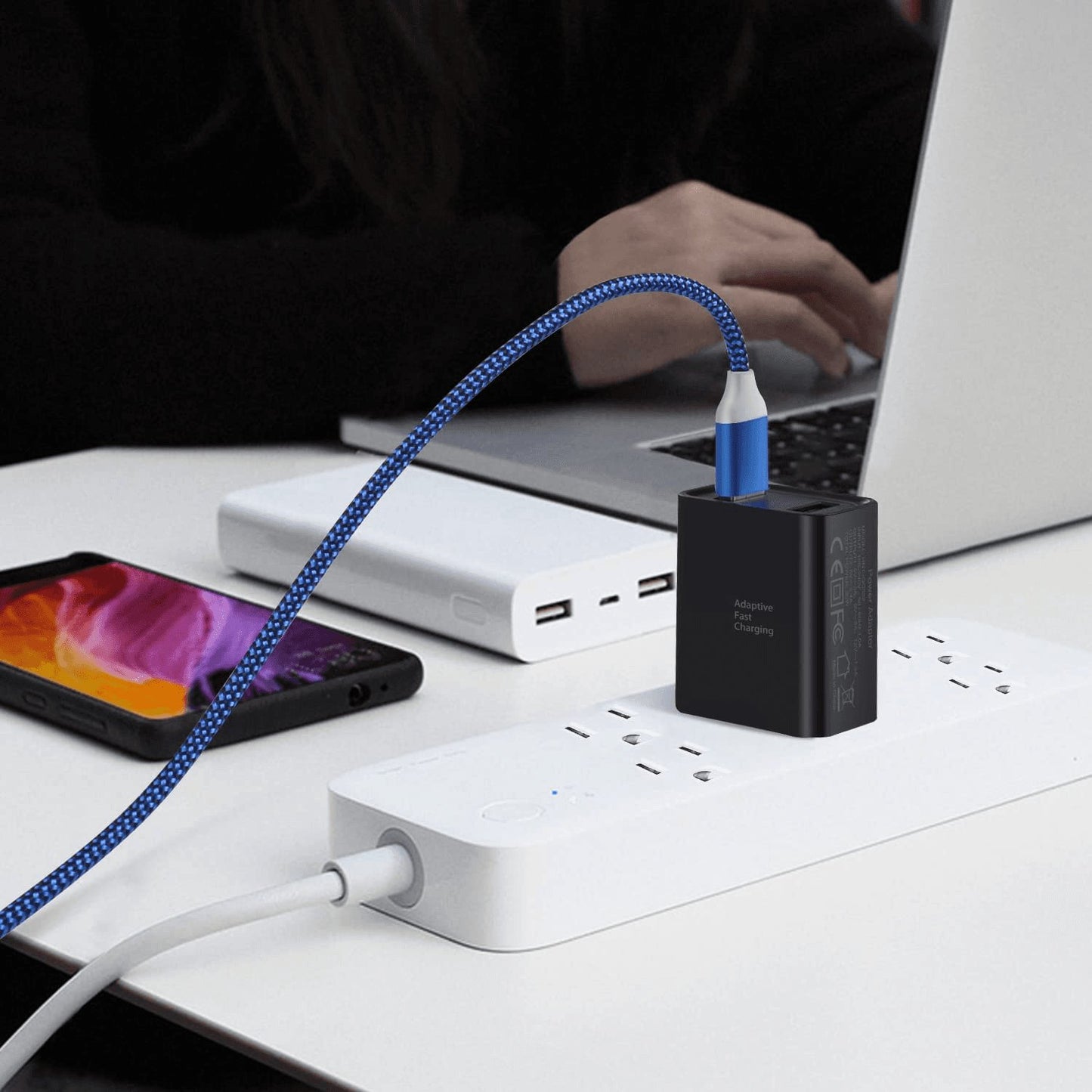 3-Pack Dual USB Wall Charger - 30W Adaptive Fast Charging Block for iPhone 13/12/11, Galaxy S10/S9/Note 9/10, Pixel - Quick Charge 3.0 & 5V 2.4A (Black)