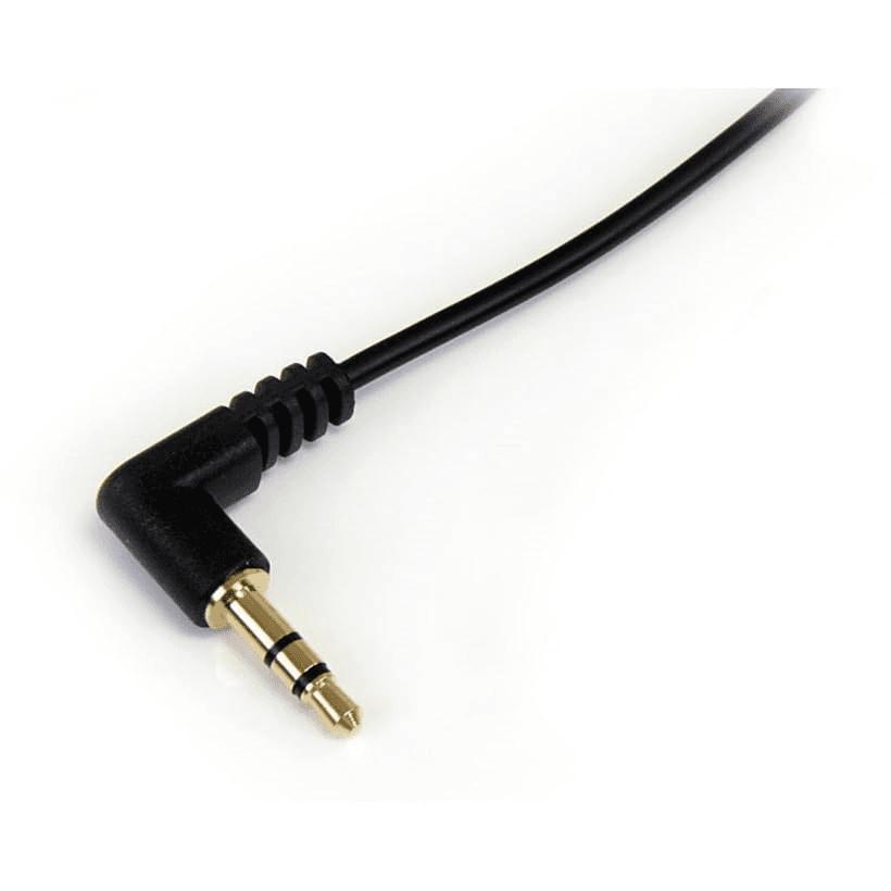 Startech 1-Foot Right Angle 3.5mm Audio Cable - Slim Male to Male Aux Cable in Black