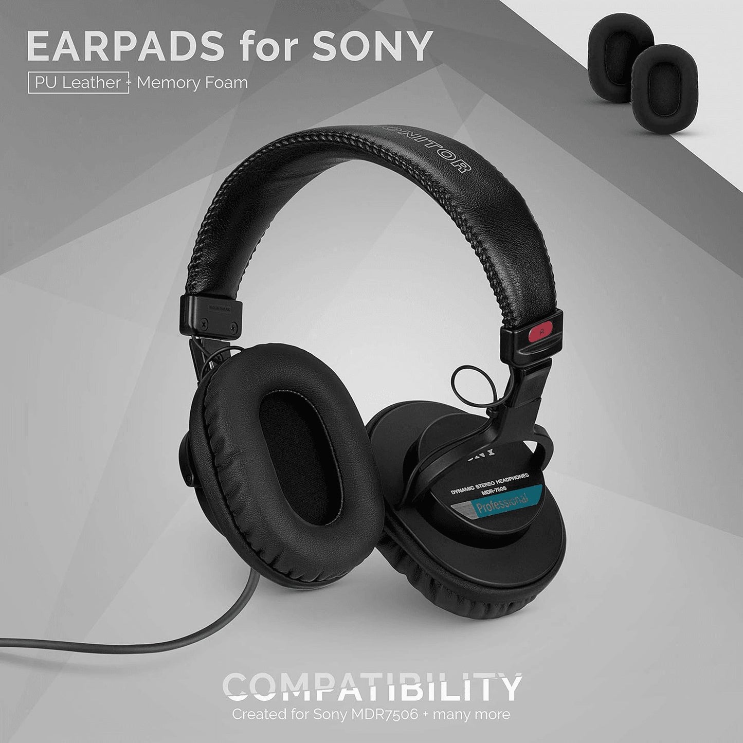 Premium Replacement Earpads for Sony MDR 7506 Headphones – Luxurious Vegan Leather and Memory Foam for Enhanced Comfort, Compatible with Steelseries Arctis, ATH-M50X, and More