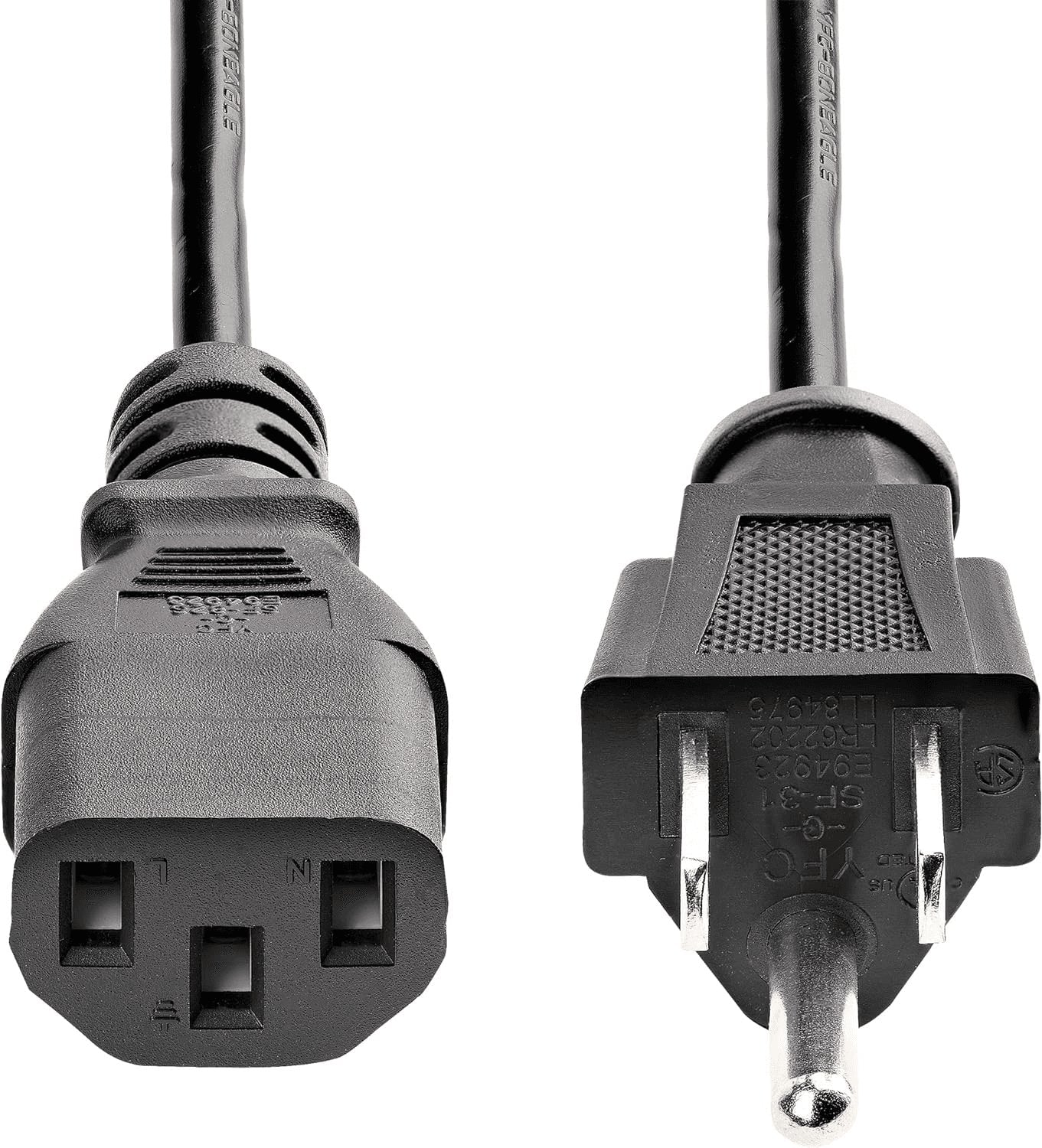 25Ft UL Listed Black Computer Power Cord - NEMA 5-15P to C13, 10A 125V, 18AWG - Ideal for Printers, PCs, and Monitors - Startech PXT10125