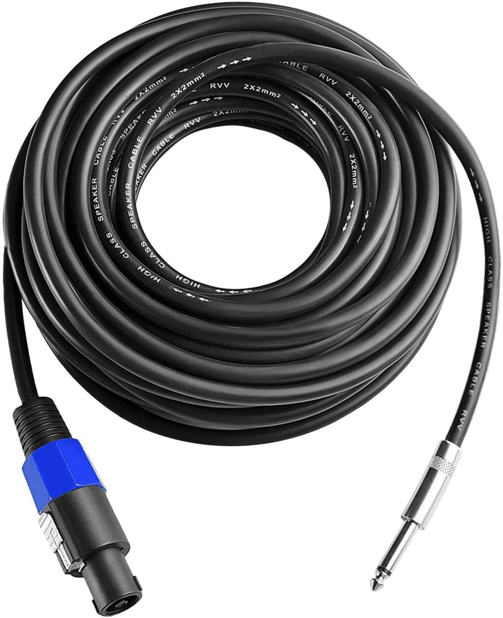 Premium 2-Pack 6ft Speakon to 1/4" Speaker Cables - 10ft Heavy-Duty 12 Gauge Audio Amplifier Connection with Twist Lock