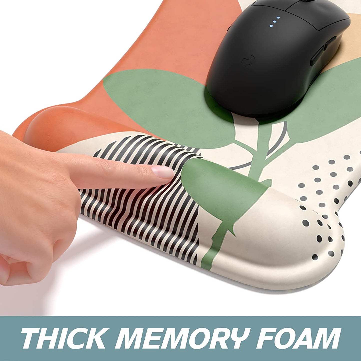 Ergonomic Memory Foam Mouse Pad with Wrist Support - Non-Slip Design for Pain Relief in Gaming & Office Use - Modern Abstract Style