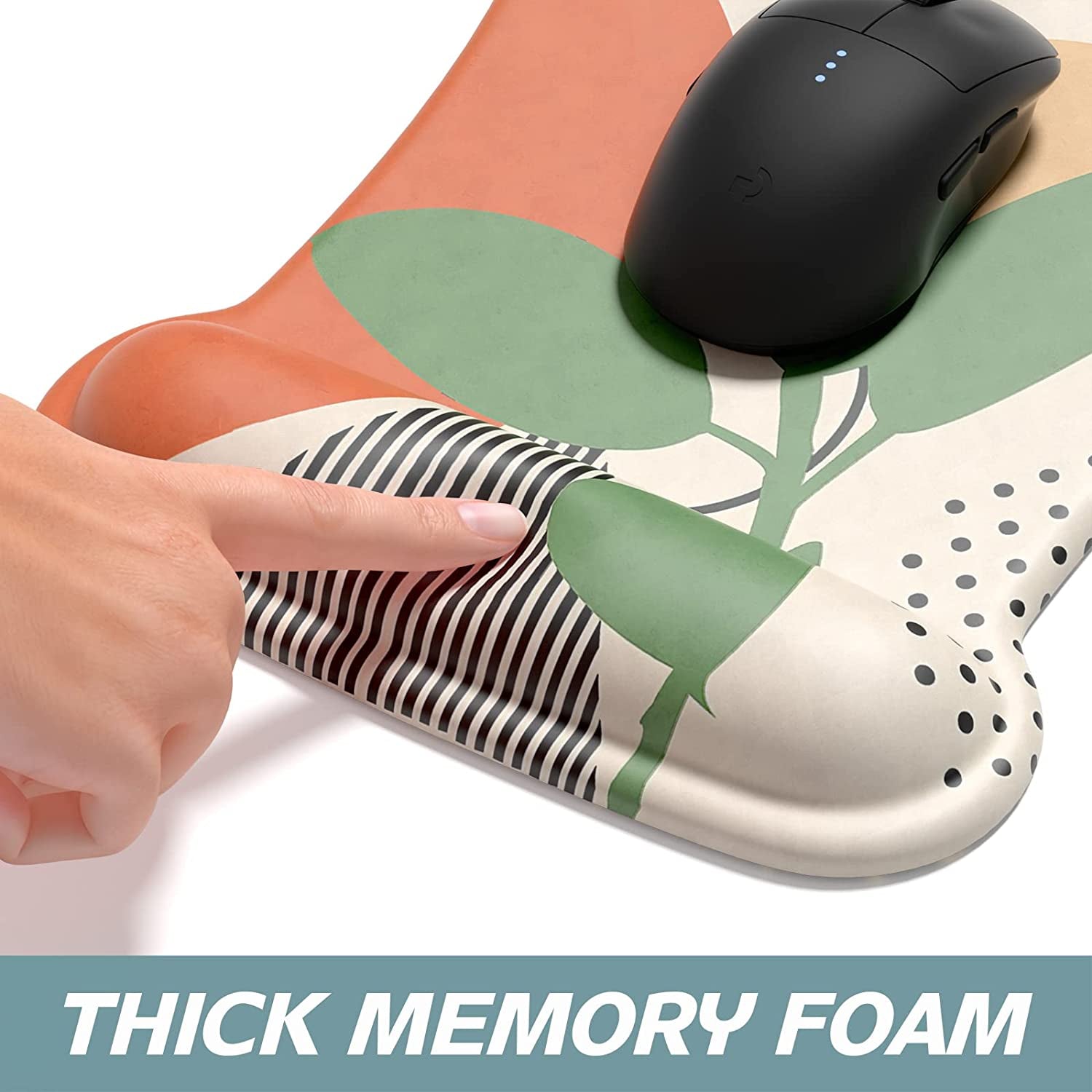 Ergonomic Memory Foam Mouse Pad with Wrist Support - Non-Slip Design for Pain Relief in Gaming & Office Use - Modern Abstract Style