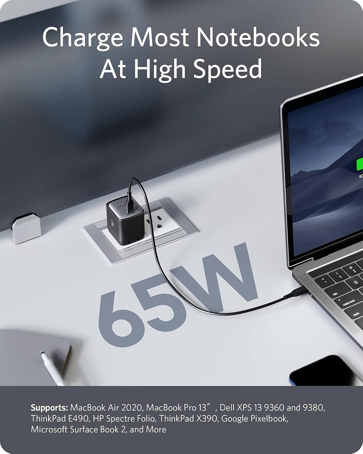 Anker Nano USB C Charger,65W Gan II PPS Fast Compact Foldable Charger for Macbook Pro, Galaxy, Dell, Iphone 17/16, Ipad Pro, and More | Fast Compact Foldable Charger for Macbook Pro Ipad Pro, and More