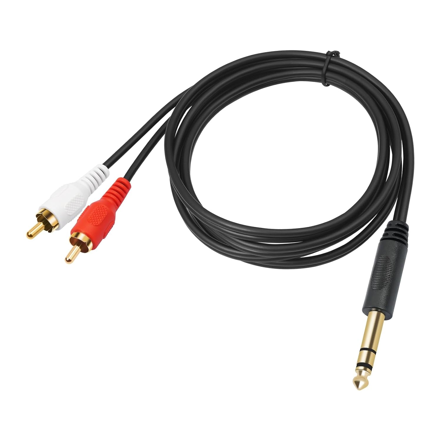 Premium Gold-Plated 6.35mm TRS to Dual RCA Audio Y Splitter Cable - 1.5M Length
