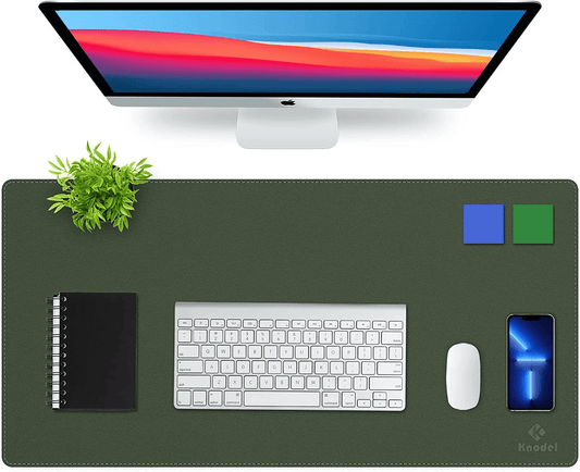 Dual-Sided Waterproof Desk Mat - Dark Green PVC Leather