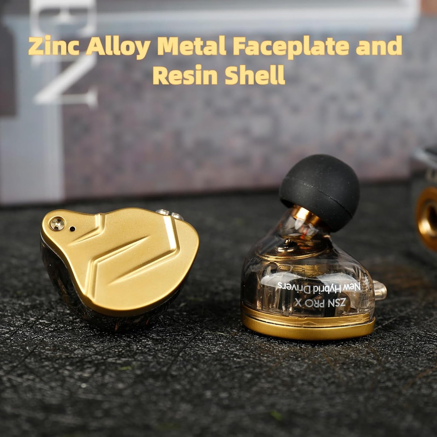 KZ ZSN PRO X High-Fidelity Gaming Earbuds - Hybrid Dual Driver In-Ear Monitors with Detachable Tangle-Free Cable (Gold, Without Microphone)