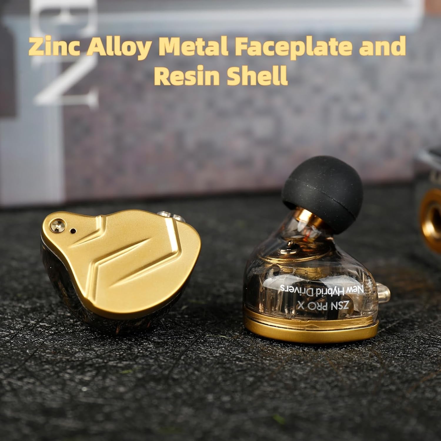 KZ ZSN PRO X High-Fidelity Gaming Earbuds - Hybrid Dual Driver In-Ear Monitors with Detachable Tangle-Free Cable (Gold, Without Microphone)