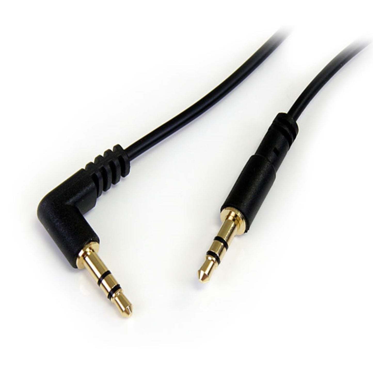 Startech 1-Foot Right Angle 3.5mm Audio Cable - Slim Male to Male Aux Cable in Black