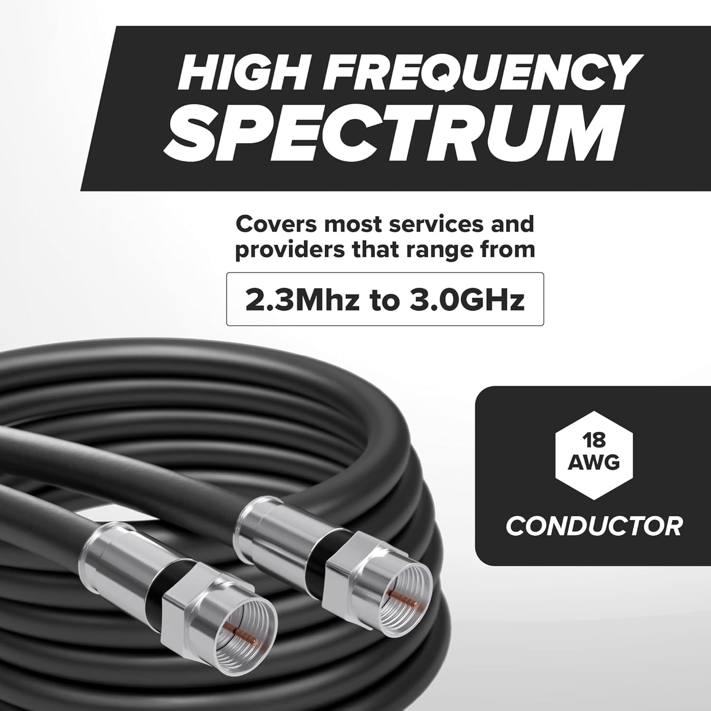 CIMPLE CO 20FT RG6 Coaxial Cable - Dual Shielded Indoor/Outdoor Coax Cable for TVs, Antennas, Internet & Audio/Video - Black