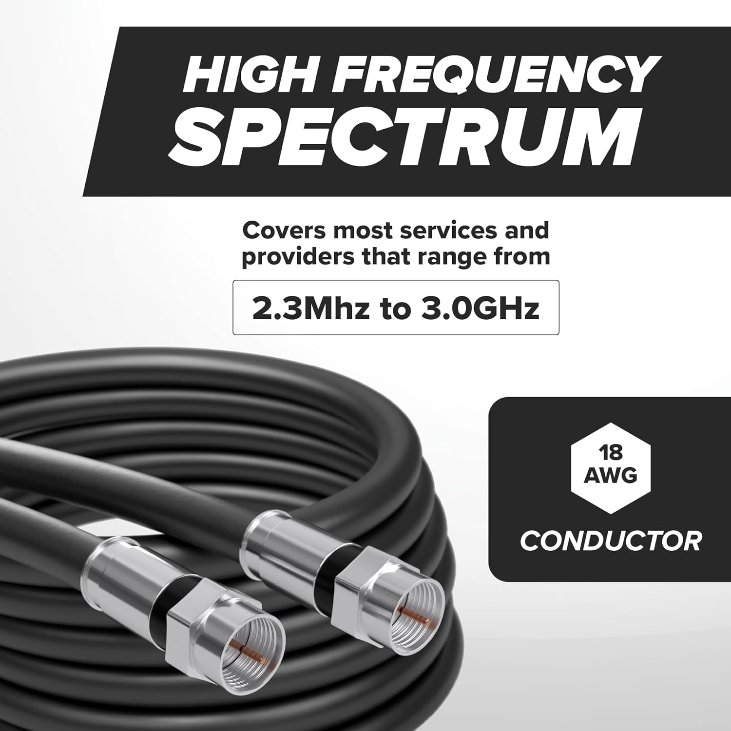 CIMPLE CO 20FT RG6 Coaxial Cable - Dual Shielded Indoor/Outdoor Coax Cable for TVs, Antennas, Internet & Audio/Video - Black