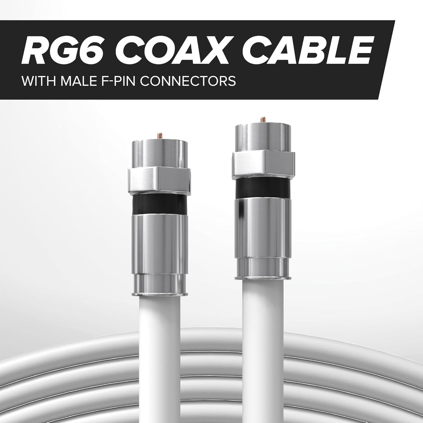 CIMPLE CO 12FT RG6 Coaxial Cable - Dual Shielded Indoor/Outdoor Coax Cable for TVs, Antennas, Internet & Audio/Video - White