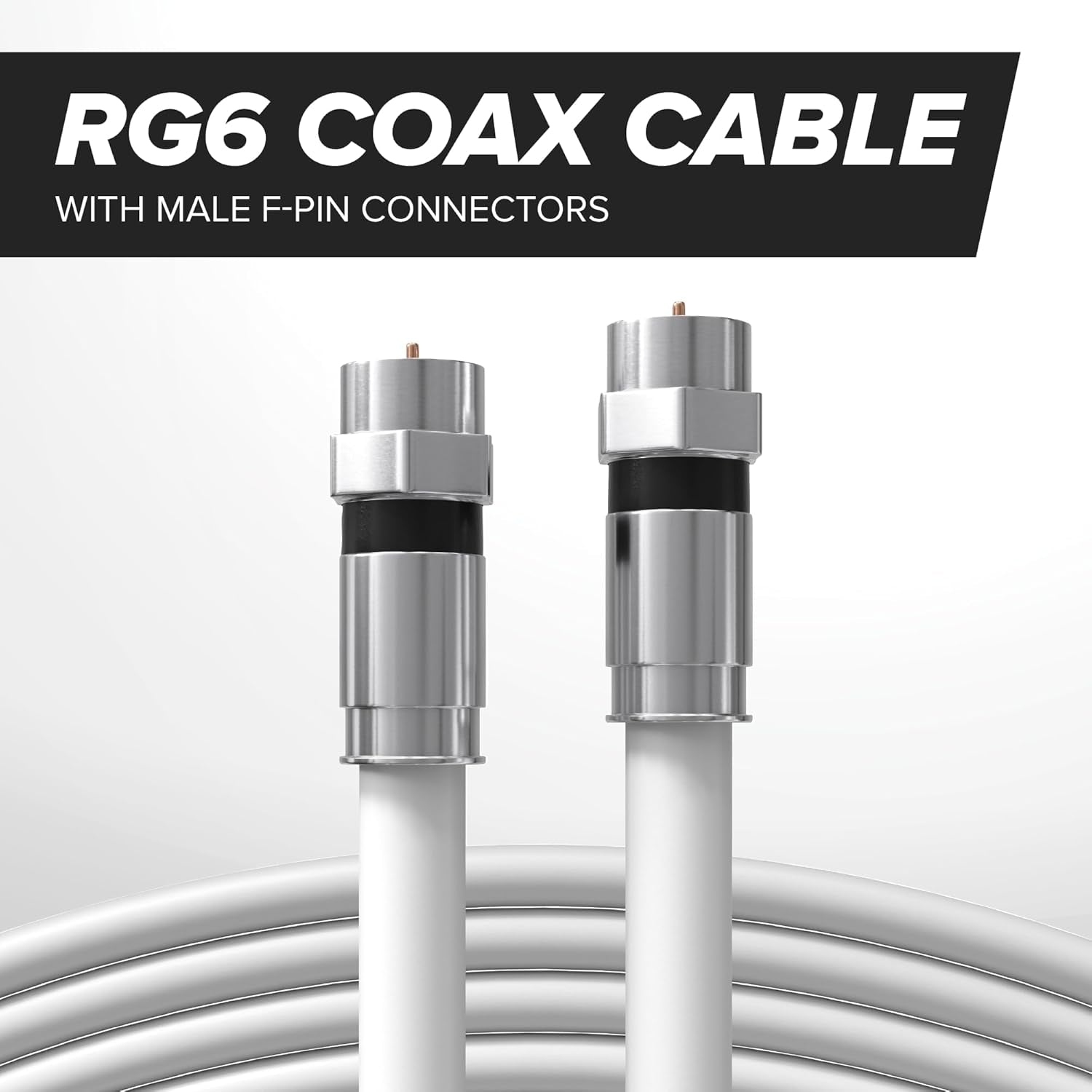 CIMPLE CO 12FT RG6 Coaxial Cable - Dual Shielded Indoor/Outdoor Coax Cable for TVs, Antennas, Internet & Audio/Video - White