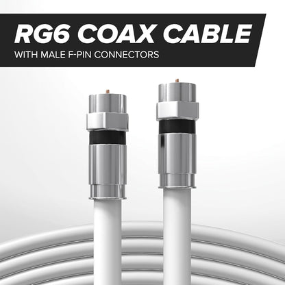 CIMPLE CO 3FT RG6 Coaxial Cable - Dual Shielded Indoor/Outdoor Coax Cable for TVs, Antennas, Internet, and Audio/Video - White