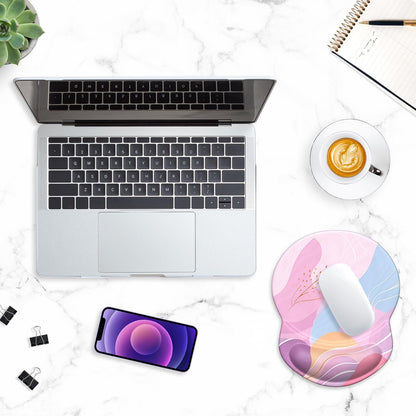 Ergonomic Mouse Pad with Gel Wrist Support - Comfortable Non-Slip Design for Pain Relief, Art Style Pattern, 8.7 x 7.2 Inches