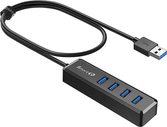 4-Port USB 3.0 Hub with 2Ft Cable | 5Gbps High-Speed Data Transfer