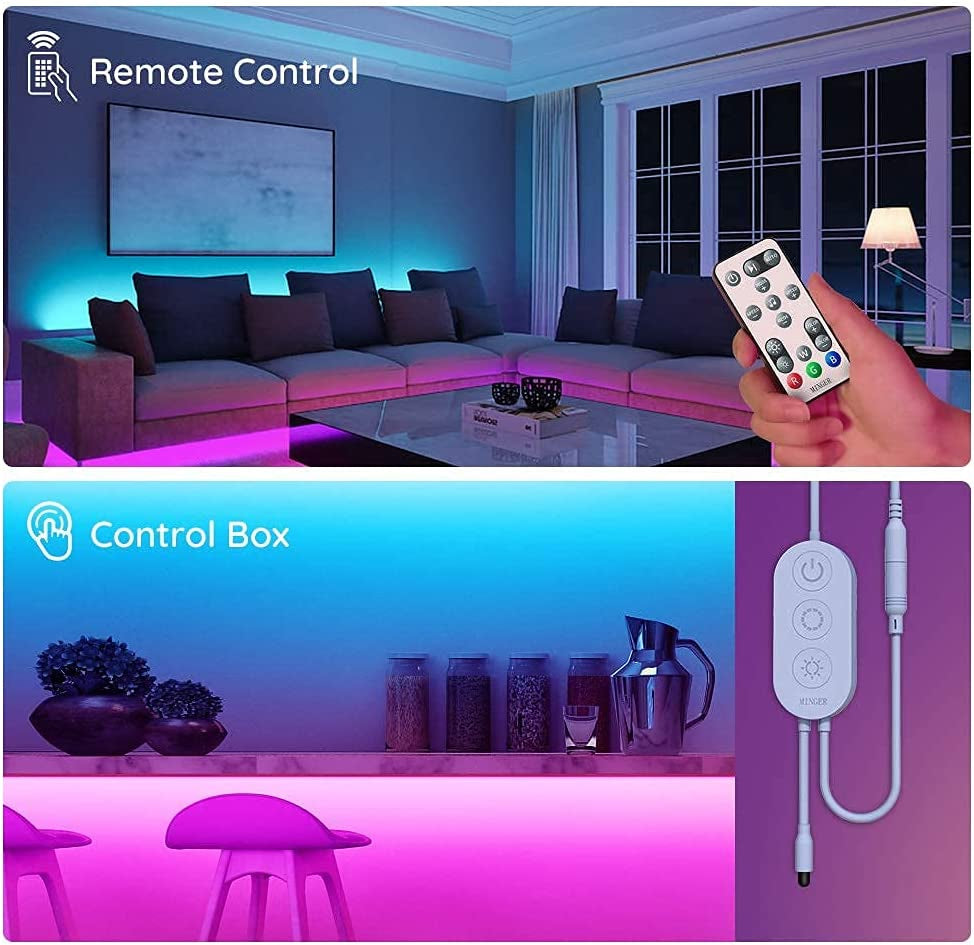 LED Strip Lights Bluetooth, 32.8Ft Music Sync LED Lights with App Phone, Remote, Control Box, RGB Color Changing Lights with 64 Scenes Modes, DIY for Room, Bedroom, Kitchen, TV, Office, Party
