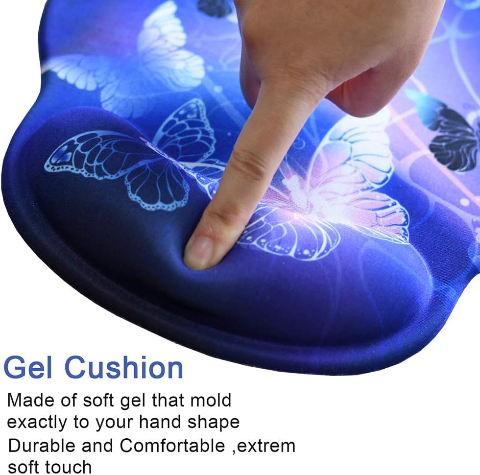 Ergonomic Butterfly Mouse Pad with Gel Wrist Support - Non-Slip, Comfortable & Durable for Home Office Efficiency and Pain Relief