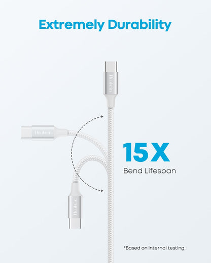 1Ft Short USB C Cable 2-Pack - Fast Charging USB A to USB C CarPlay Cable for iPhone 17, 16, 15 Pro Max Plus - Compact White Car Charger Cord