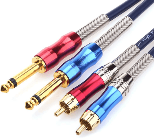 6.6 Ft Dual 1/4 Inch TS to Dual RCA Stereo Audio Cable
