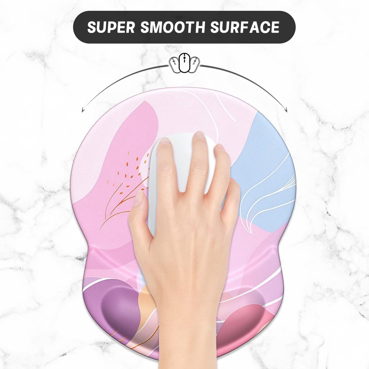 Ergonomic Mouse Pad with Gel Wrist Support - Comfortable Non-Slip Design for Pain Relief, Art Style Pattern, 8.7 x 7.2 Inches