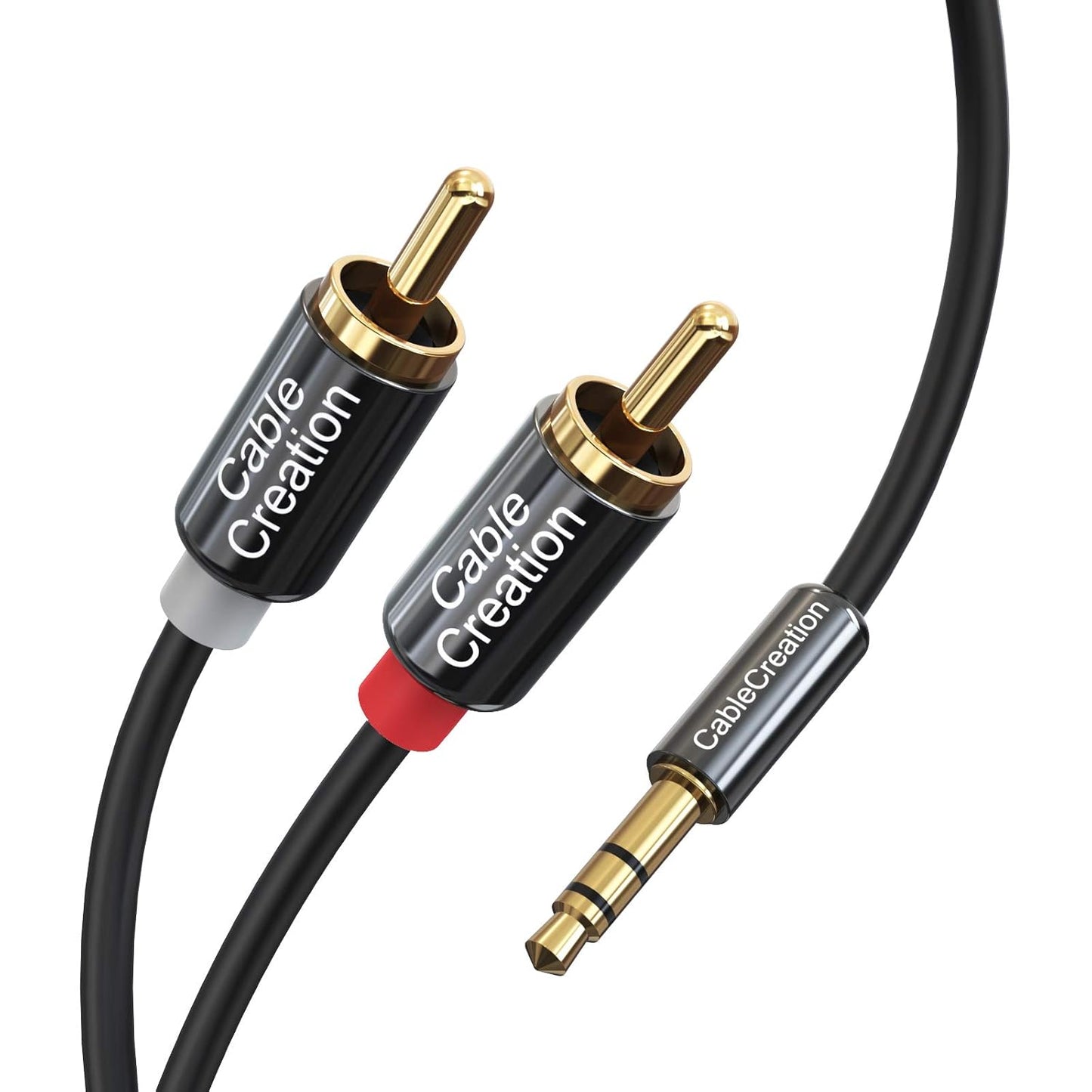 3M Premium RCA Audio Cable - 3.5mm Male to Dual Male RCA Y Splitter for Enhanced Stereo Sound, Black