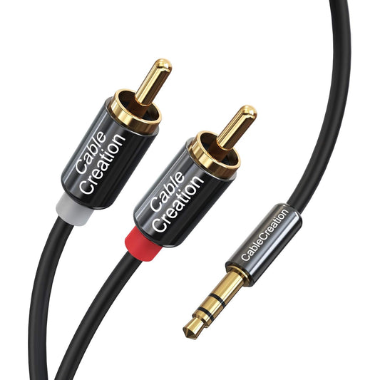 3M Premium RCA Audio Cable - 3.5mm Male to Dual Male RCA Y Splitter for Enhanced Stereo Sound, Black