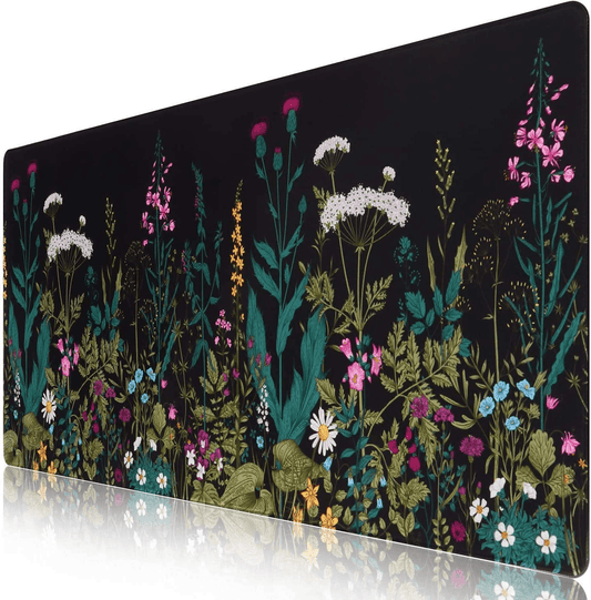 XXL Gaming Desk Mat | Weeds Design | Non-Slip Waterproof Surface 35.4" x 15.7"