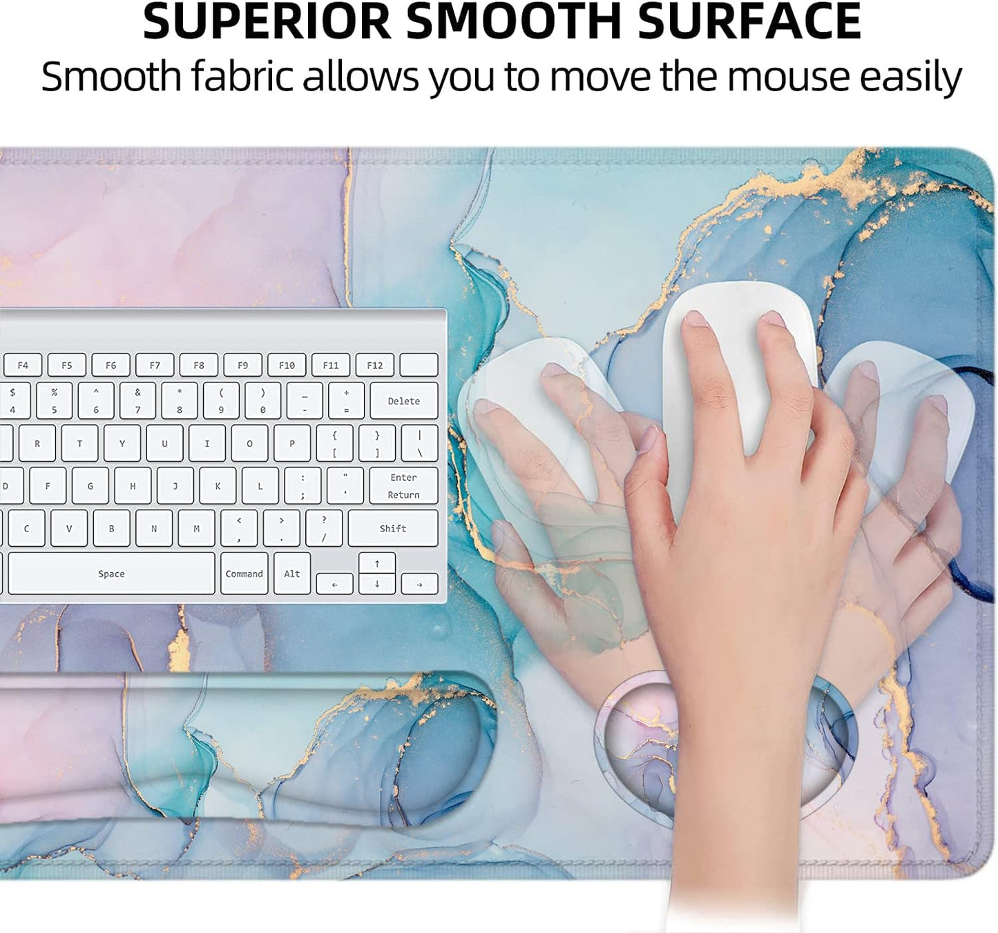 4-in-1 Extended Desk Mat with Wrist Rest - Large Mouse Pad & Keyboard Mat for Gaming and Office Use
