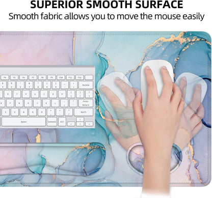 4-in-1 Extended Desk Mat with Wrist Rest - Large Mouse Pad & Keyboard Mat for Gaming and Office Use