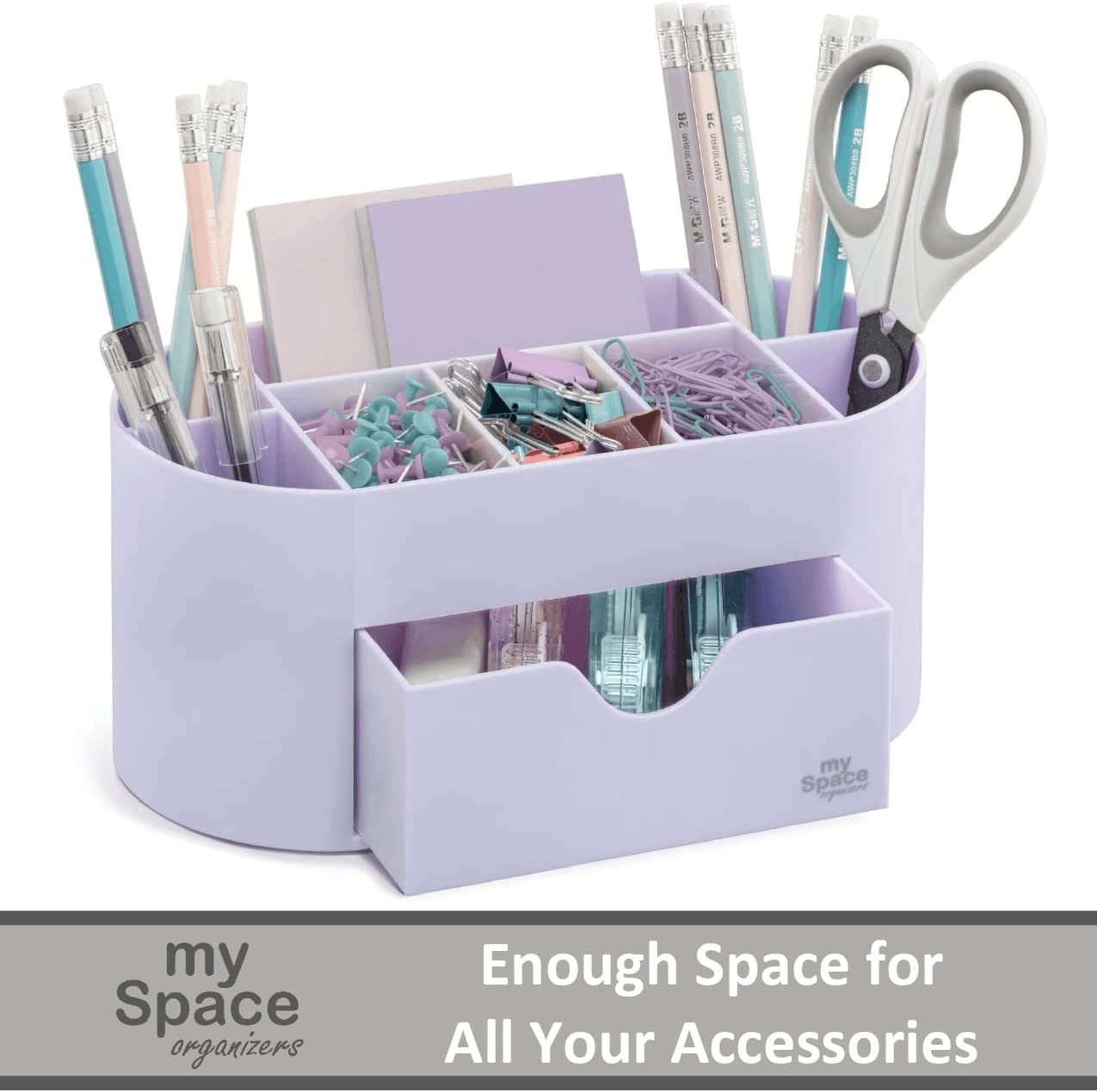 Chic Lavender Desk Organizer - Stylish Storage Solution for Office Supplies & Accessories - Elegant White & Lavender Pen Holder for Home, College, or School