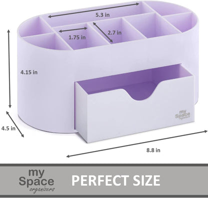 Chic Lavender Desk Organizer - Stylish Storage Solution for Office Supplies & Accessories - Elegant White & Lavender Pen Holder for Home, College, or School