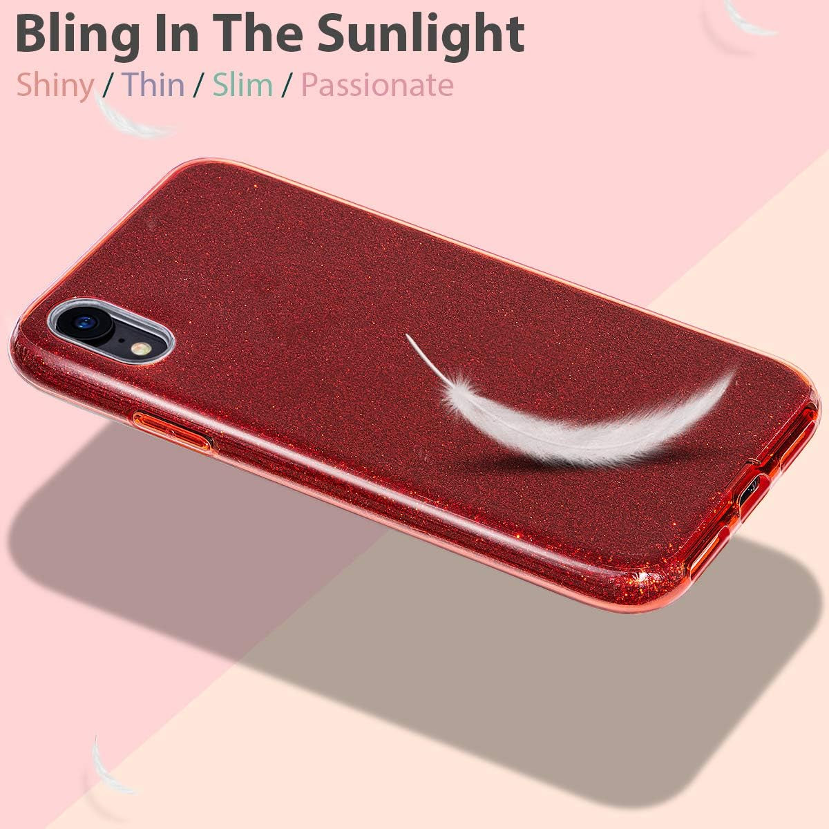 Compatible with Iphone XR Case,Bling Sparkle Cute Girls Women Protective Christmas Case(Red)