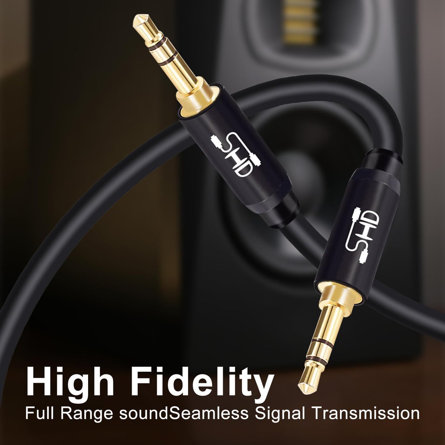 Premium 15FT  Aux Cable - Dual Shielded 3.5mm Audio Stereo Cord with Gold Plated Connectors for Superior Sound Quality in Your Car