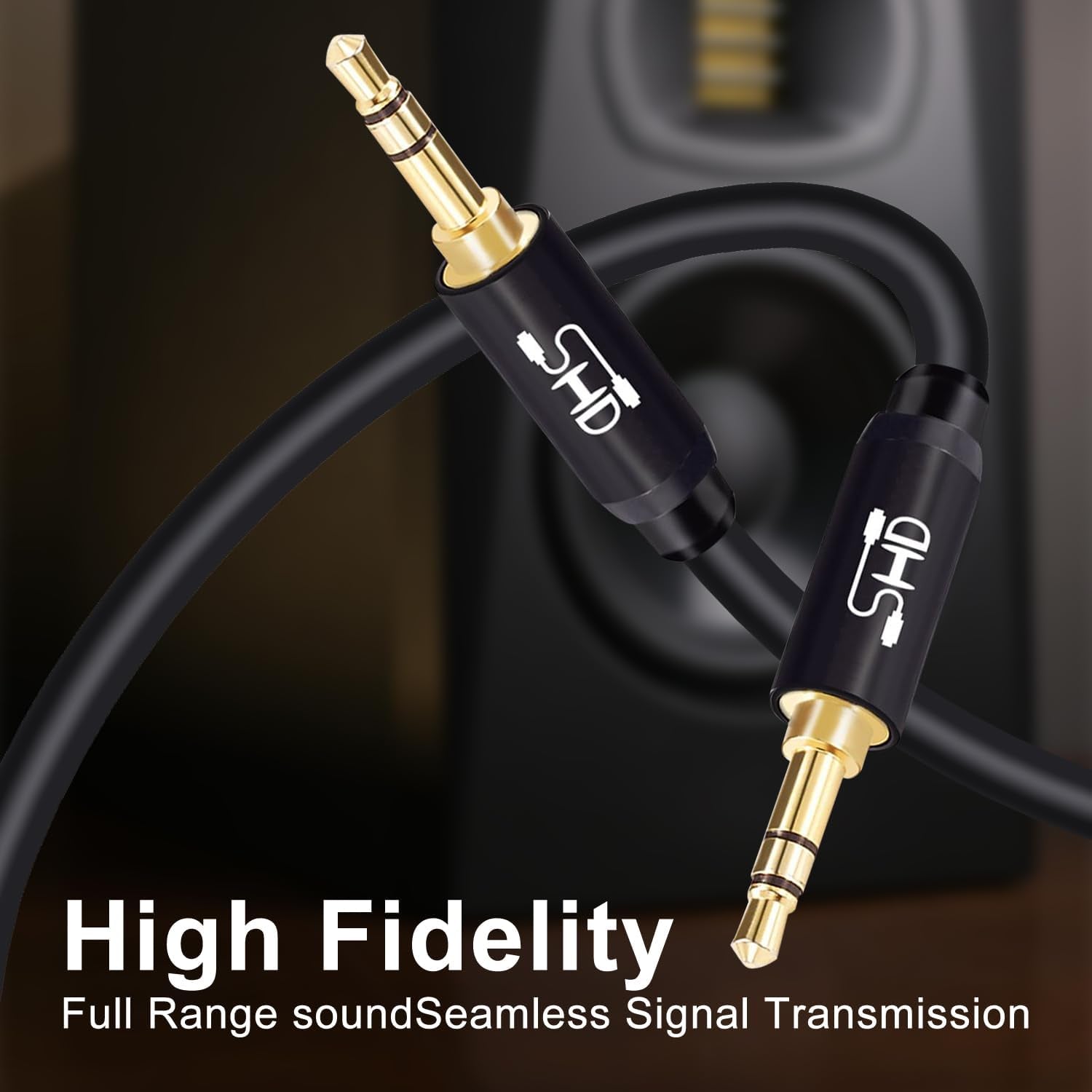 Premium 15FT  Aux Cable - Dual Shielded 3.5mm Audio Stereo Cord with Gold Plated Connectors for Superior Sound Quality in Your Car