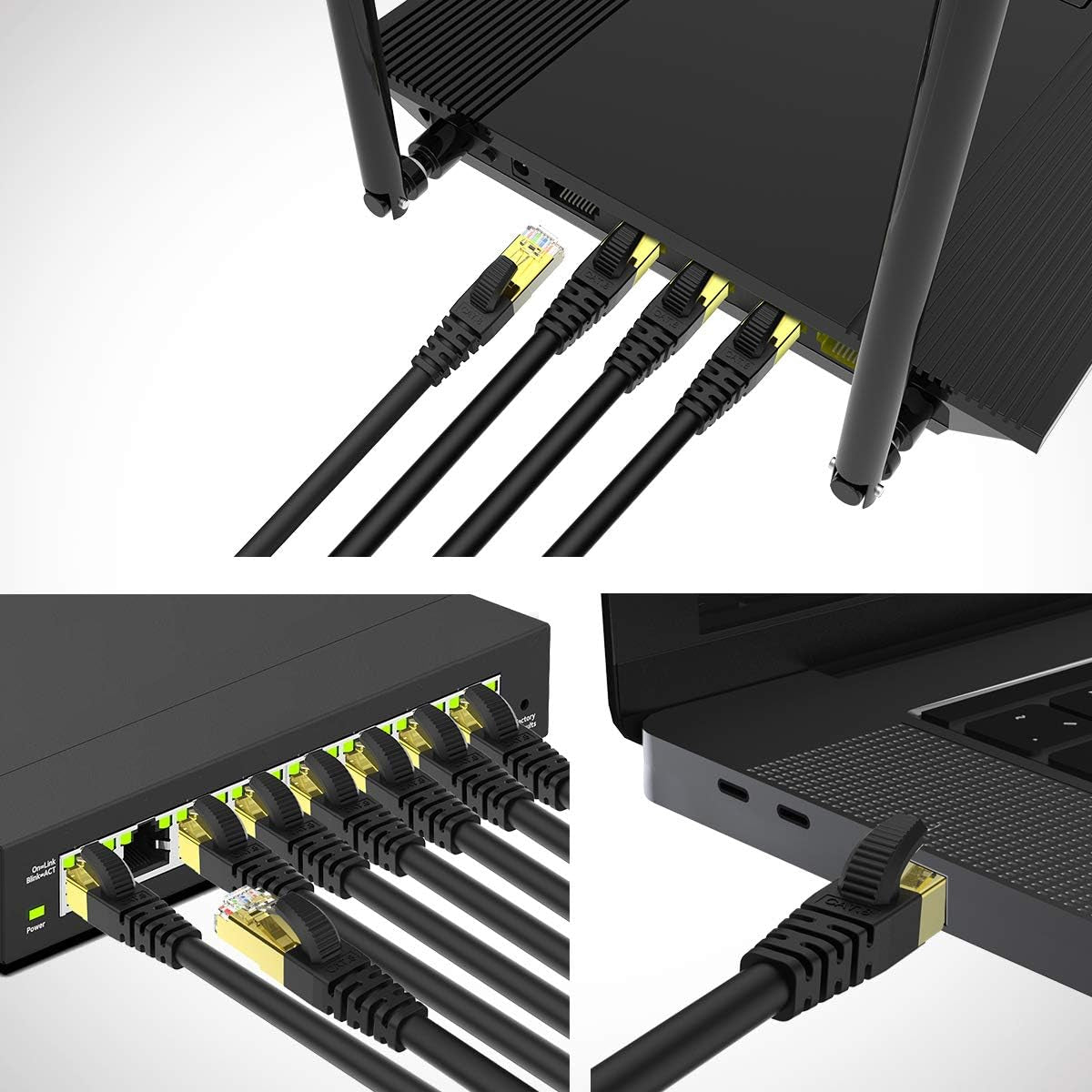 5FT Cat 8 Ethernet Cable - High-Speed 40Gbps SFTP Shielded LAN Cable with Gold-Plated RJ45 Connectors for Optimal Gaming and Streaming Performance