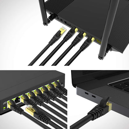 5FT Cat 8 Ethernet Cable - High-Speed 40Gbps SFTP Shielded LAN Cable with Gold-Plated RJ45 Connectors for Optimal Gaming and Streaming Performance